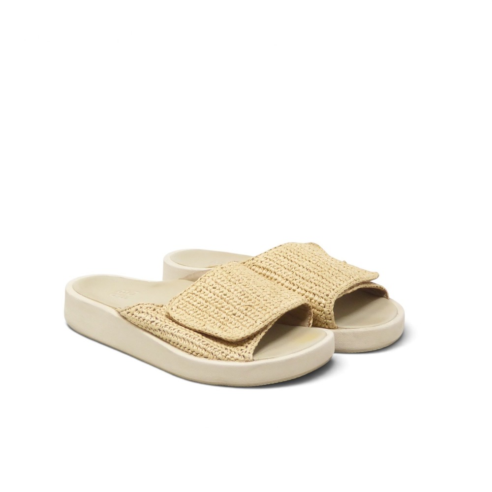 ABEO Women Paseo Slide Tan Raffia Woven Hook and Loop Sandals Size 8